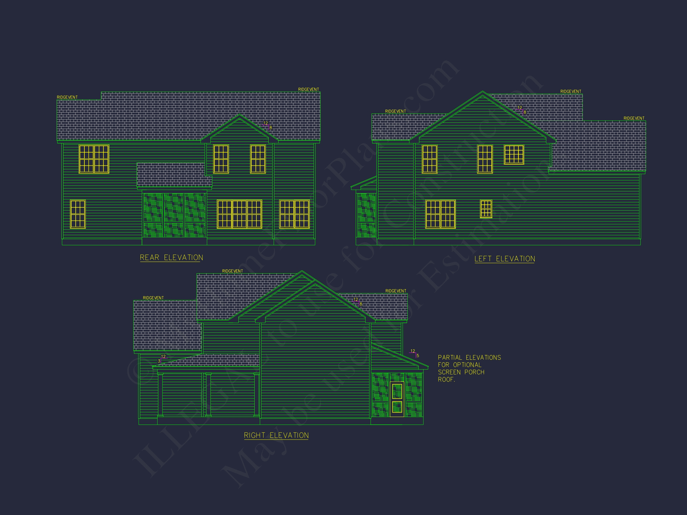 Modern Home Floor Plan with 4 Bedrooms,2-Car Garage & CAD Design