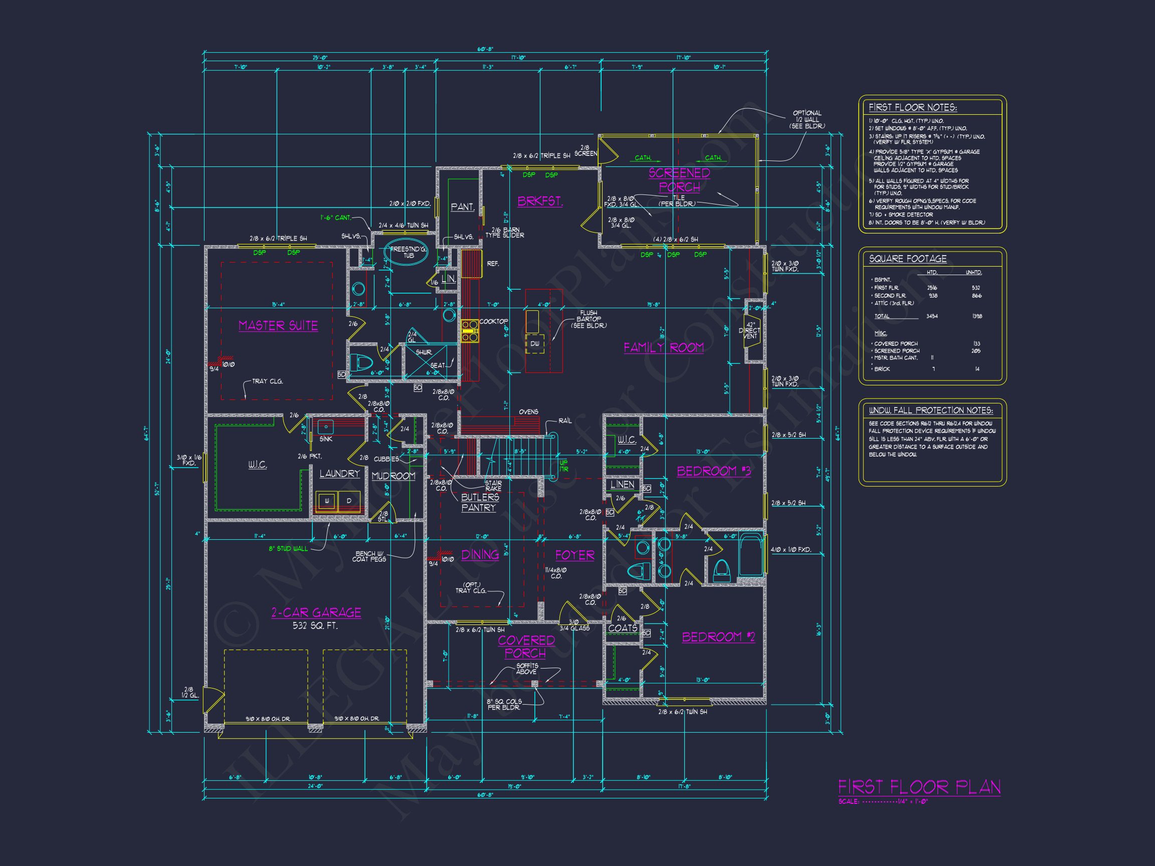 Modern house Floor Plan with 4 Bedrooms,CAD Designs & Features