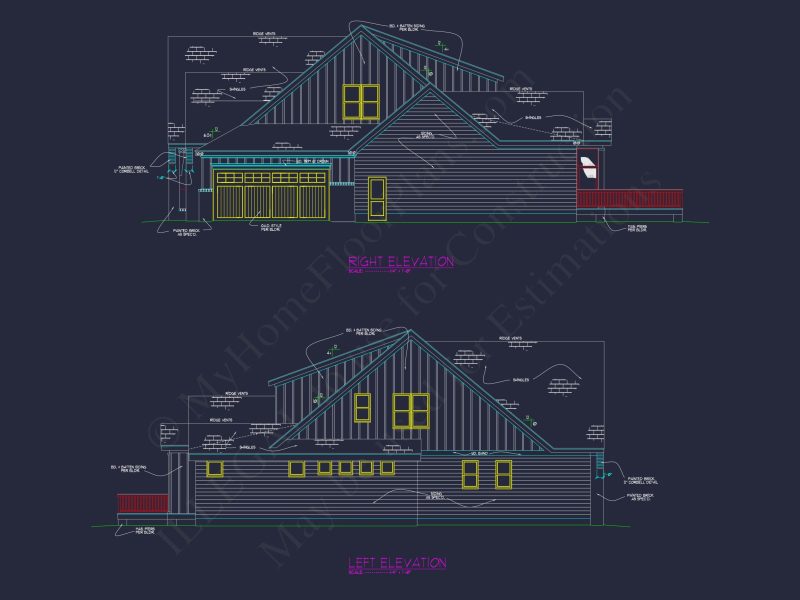 Modern house Floor Plan with 5 Bedrooms, CAD Blueprint Designs
