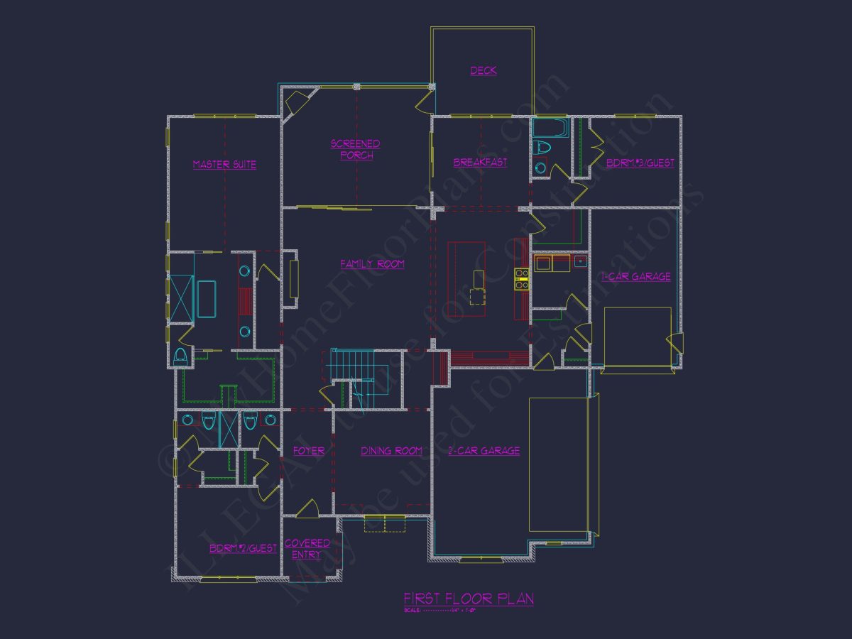 Modern house Floor Plan with 5 Bedrooms, CAD Blueprint Designs