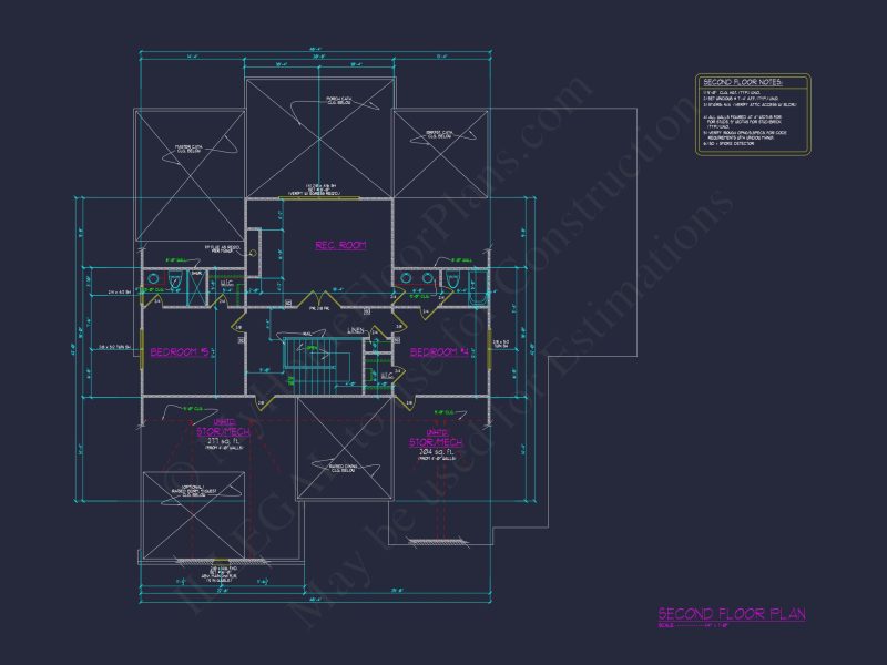 Modern house Floor Plan with 5 Bedrooms, CAD Blueprint Designs