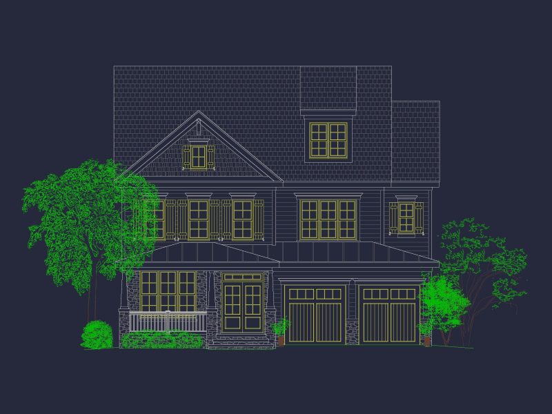 Modern house Floor Plan with CAD Designs & Blueprint Features