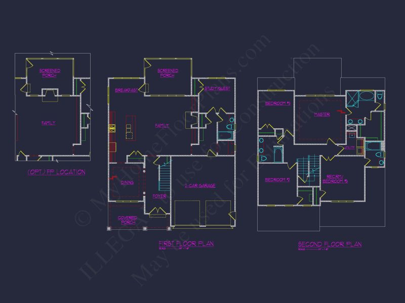 Modern house Floor Plan with CAD Designs & Blueprint Features