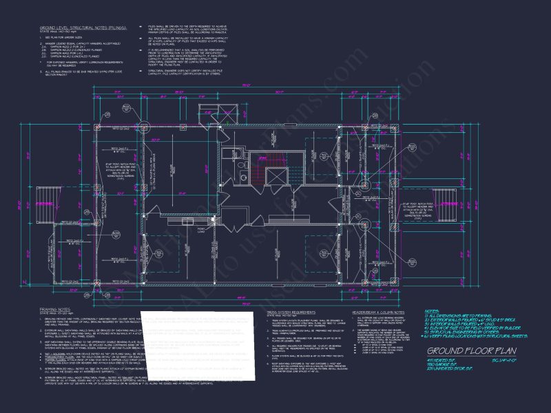 Modern house Plan: Detailed Floor Plan, CAD Designs & Blueprint