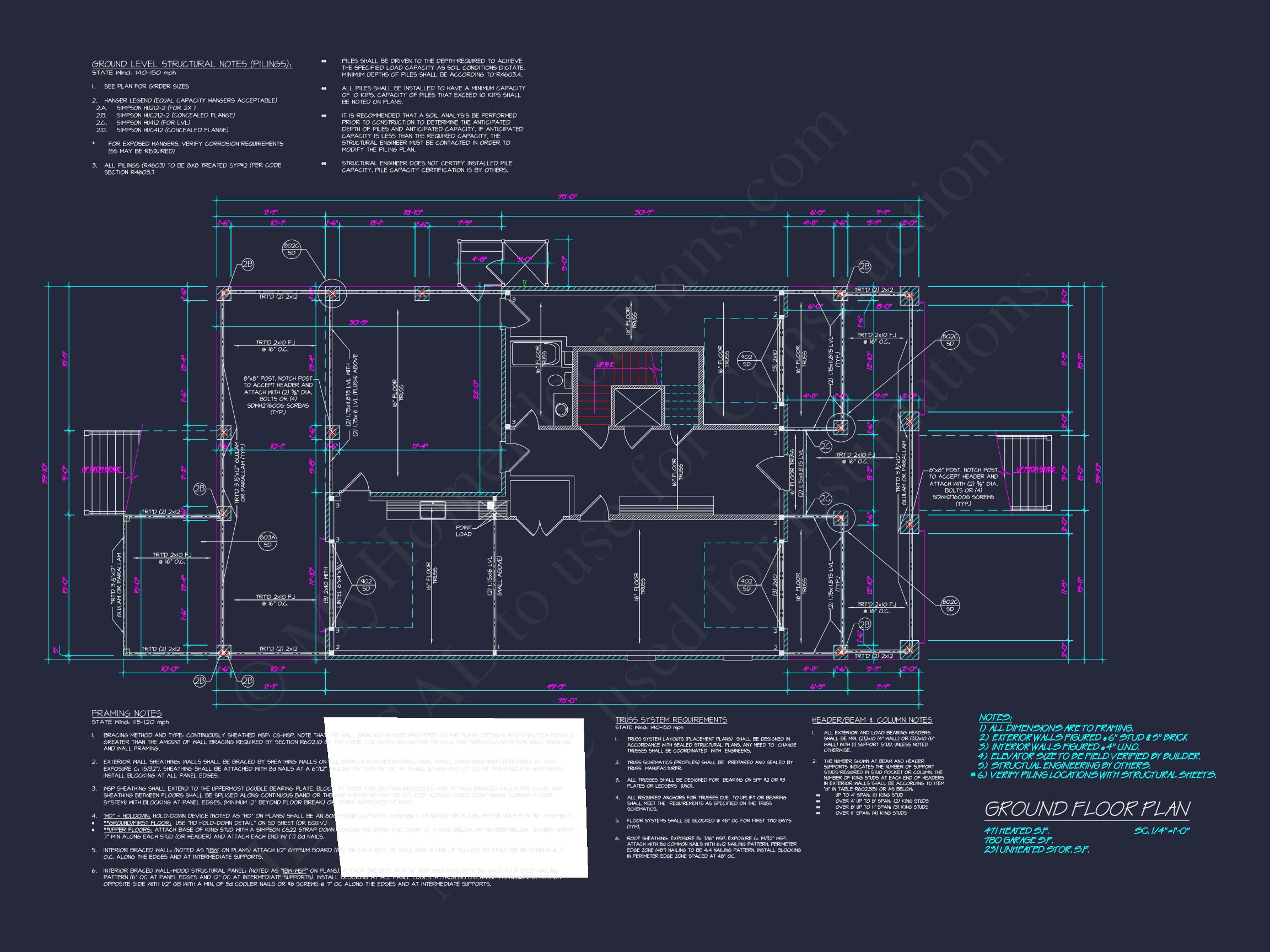 Modern house Plan: Detailed Floor Plan,CAD Designs & Blueprint