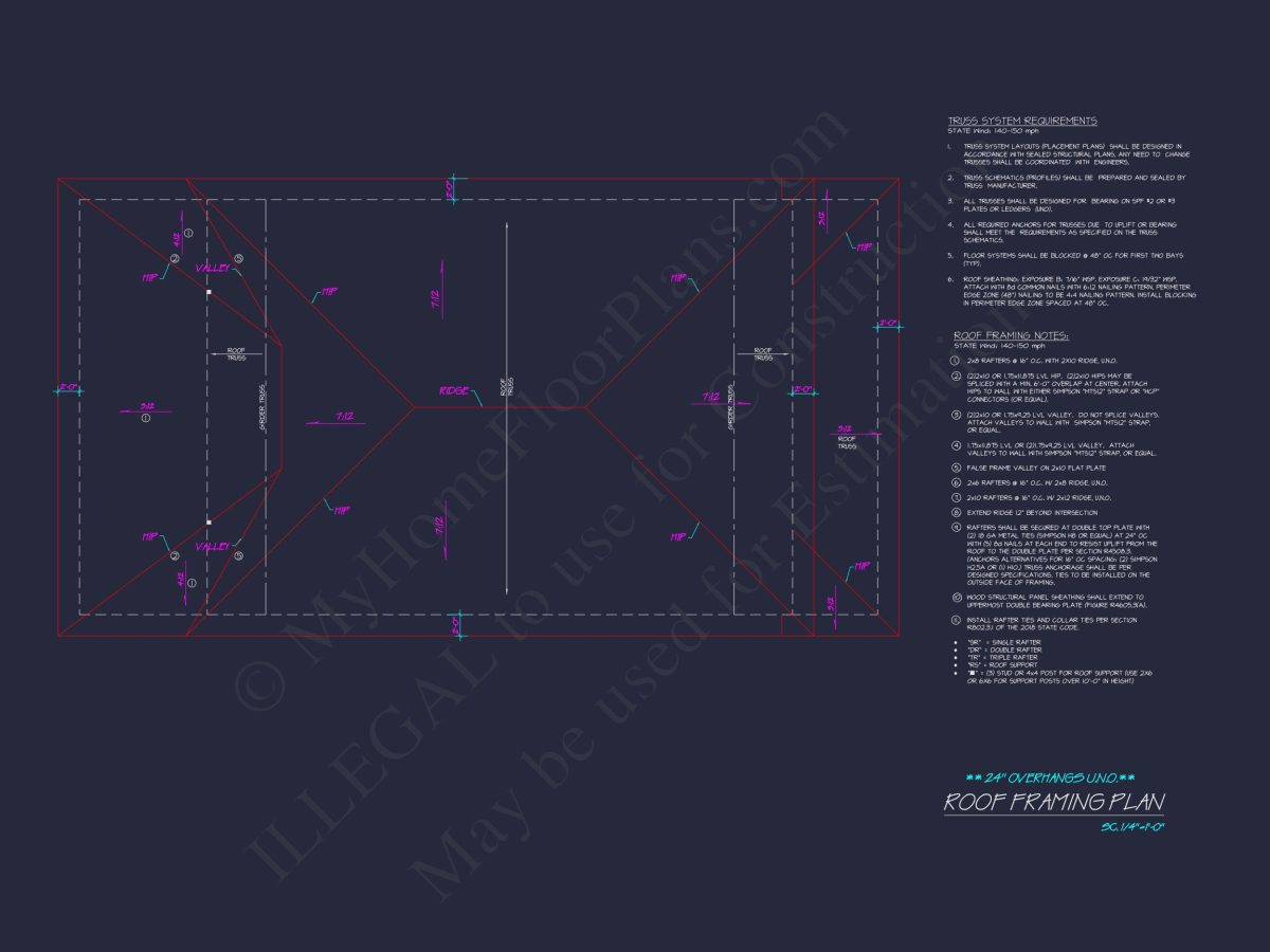 Modern house Plan: Detailed Floor Plan, CAD Designs & Blueprint