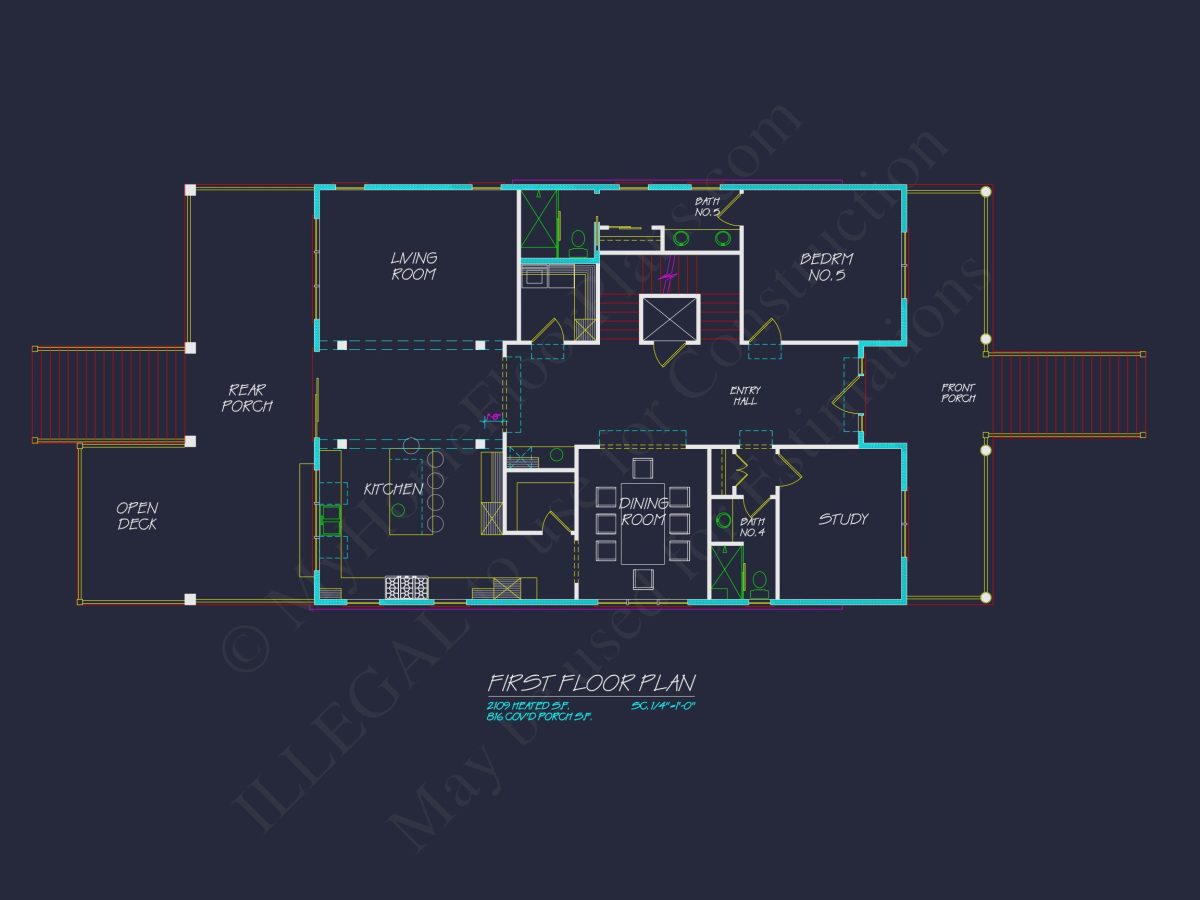 Modern house Plan: Detailed Floor Plan, CAD Designs & Blueprint