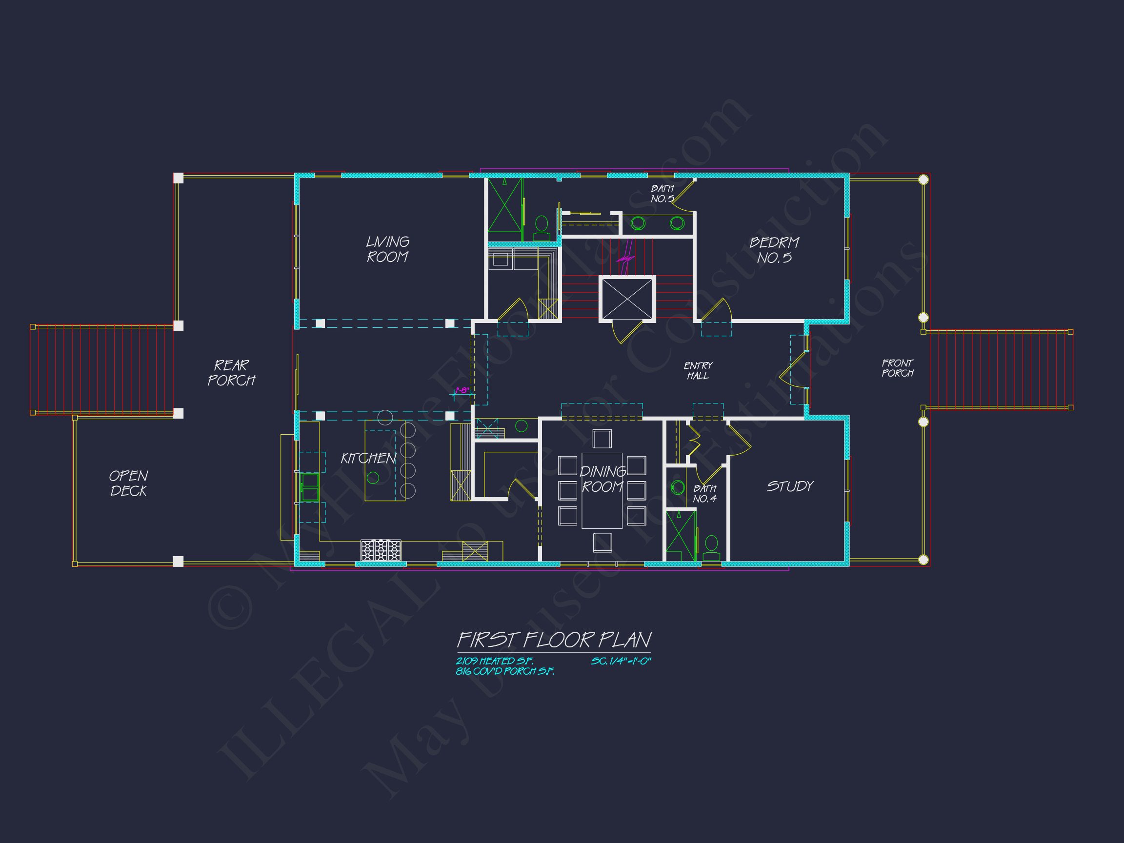 Modern house Plan: Detailed Floor Plan,CAD Designs & Blueprint