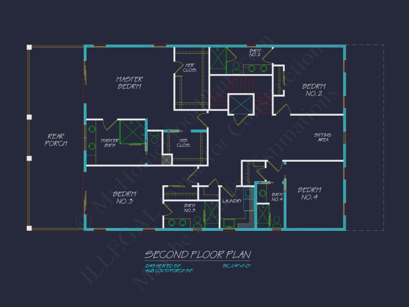 Modern house Plan: Detailed Floor Plan, CAD Designs & Blueprint