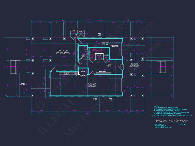 Modern house Plan: Detailed Floor Plan, CAD Designs & Blueprint