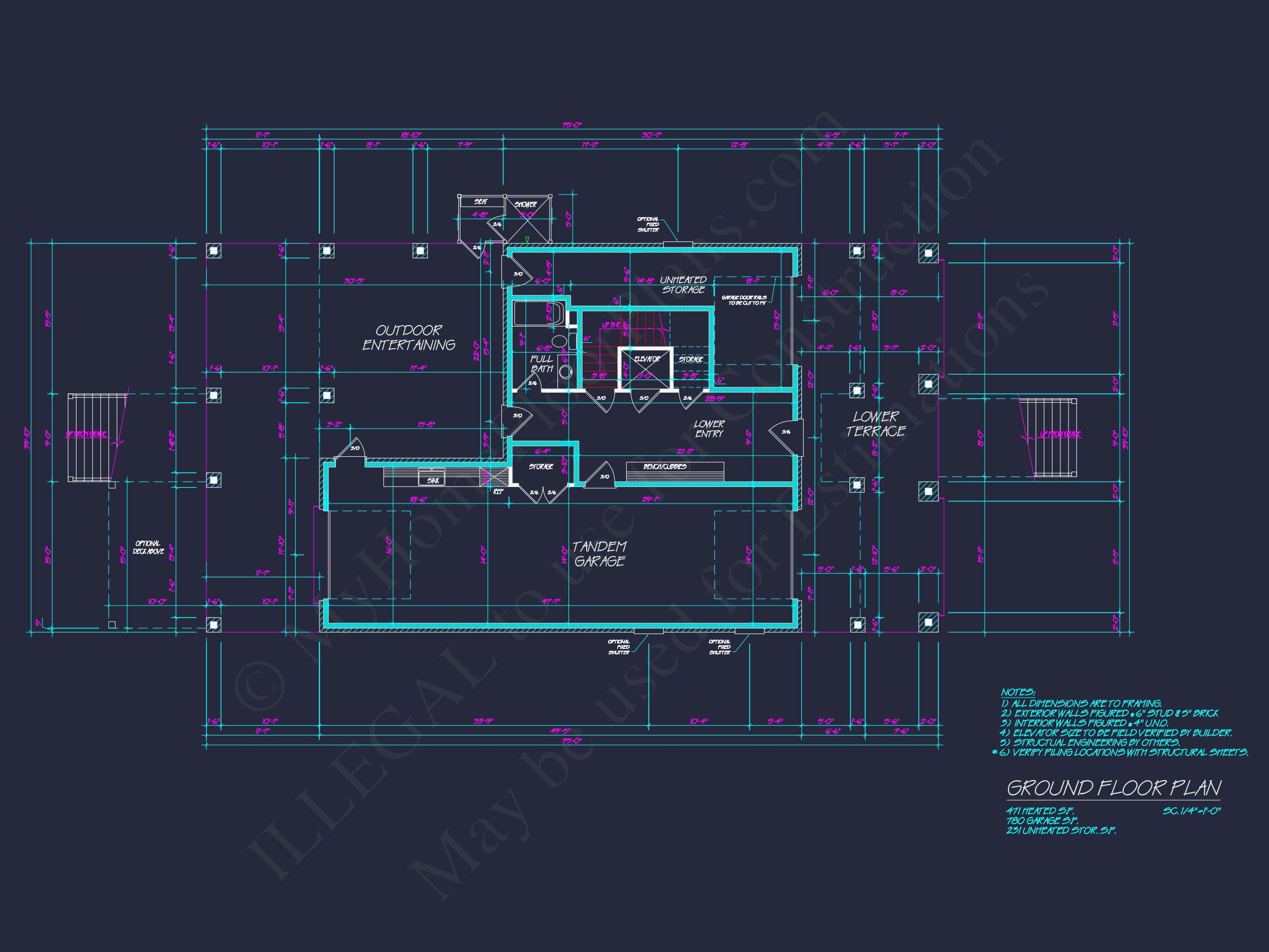 Modern house Plan: Detailed Floor Plan,CAD Designs & Blueprint