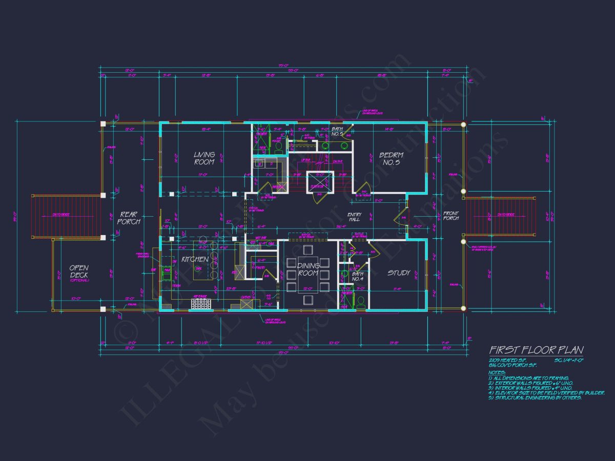 Modern house Plan: Detailed Floor Plan, CAD Designs & Blueprint