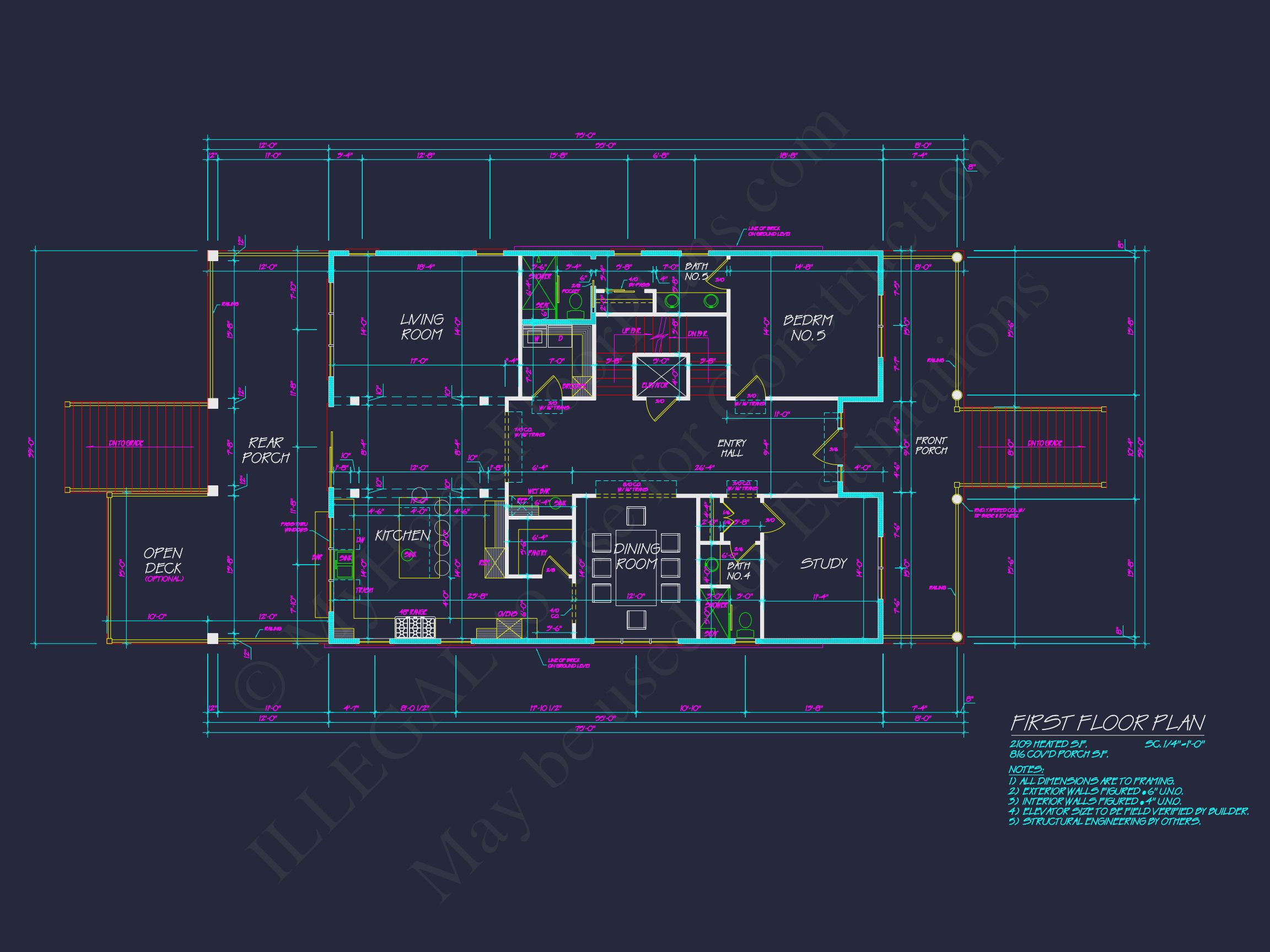 Modern house Plan: Detailed Floor Plan,CAD Designs & Blueprint