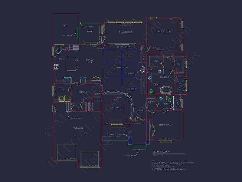 Modern house Plan with 2 Floors & CAD Design for 5 Bedrooms