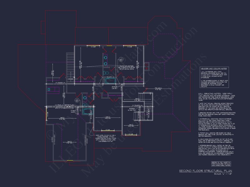 Modern house Plan with 2 Floors, 4 Bedrooms, and CAD Blueprint Designs