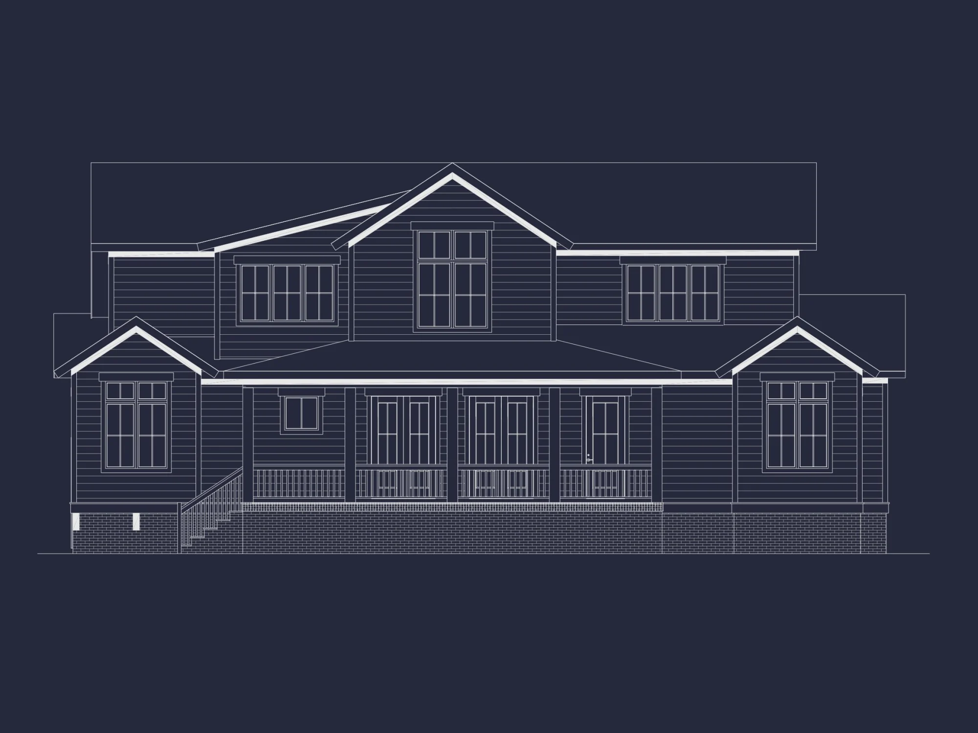 Modern house Plan with 2 Floors, CAD Blueprint & 5 Bedrooms