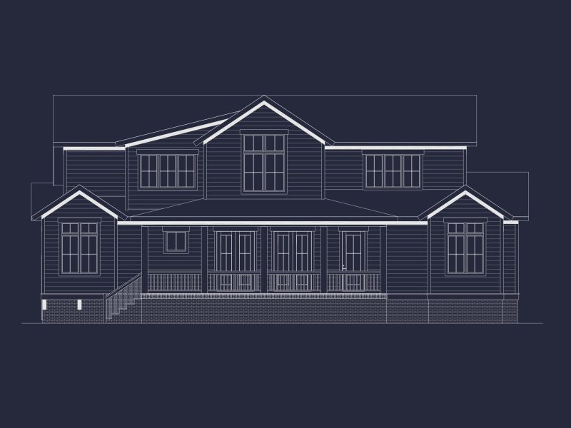 Modern house Plan with 2 Floors, CAD Blueprint & 5 Bedrooms
