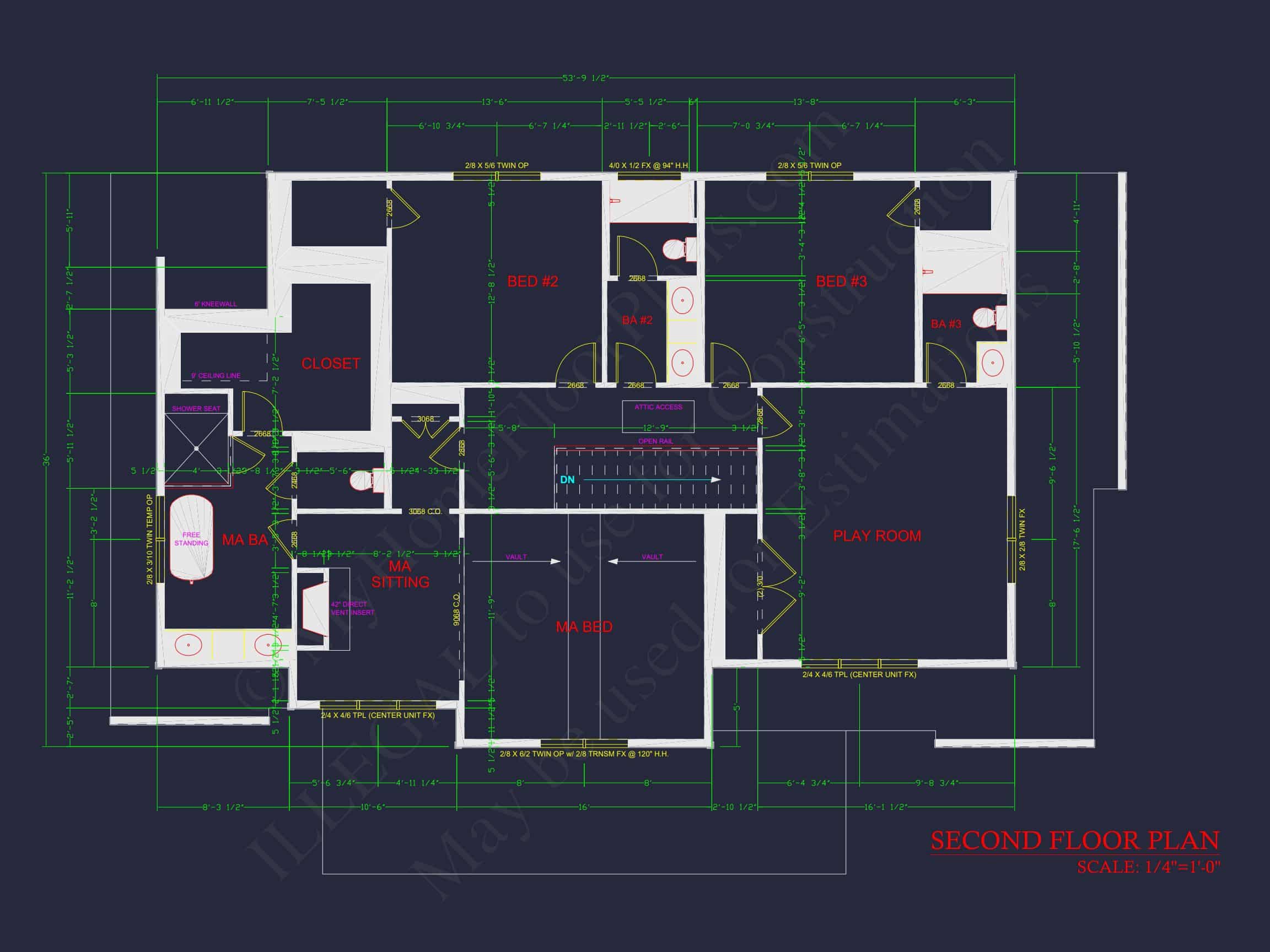 Modern house Plan with 2 Floors,CAD Blueprint & 5 Bedrooms