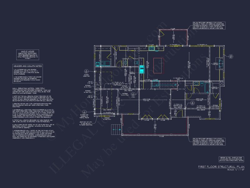 Modern house Plan with 2 Floors, CAD Blueprint & 5 Bedrooms