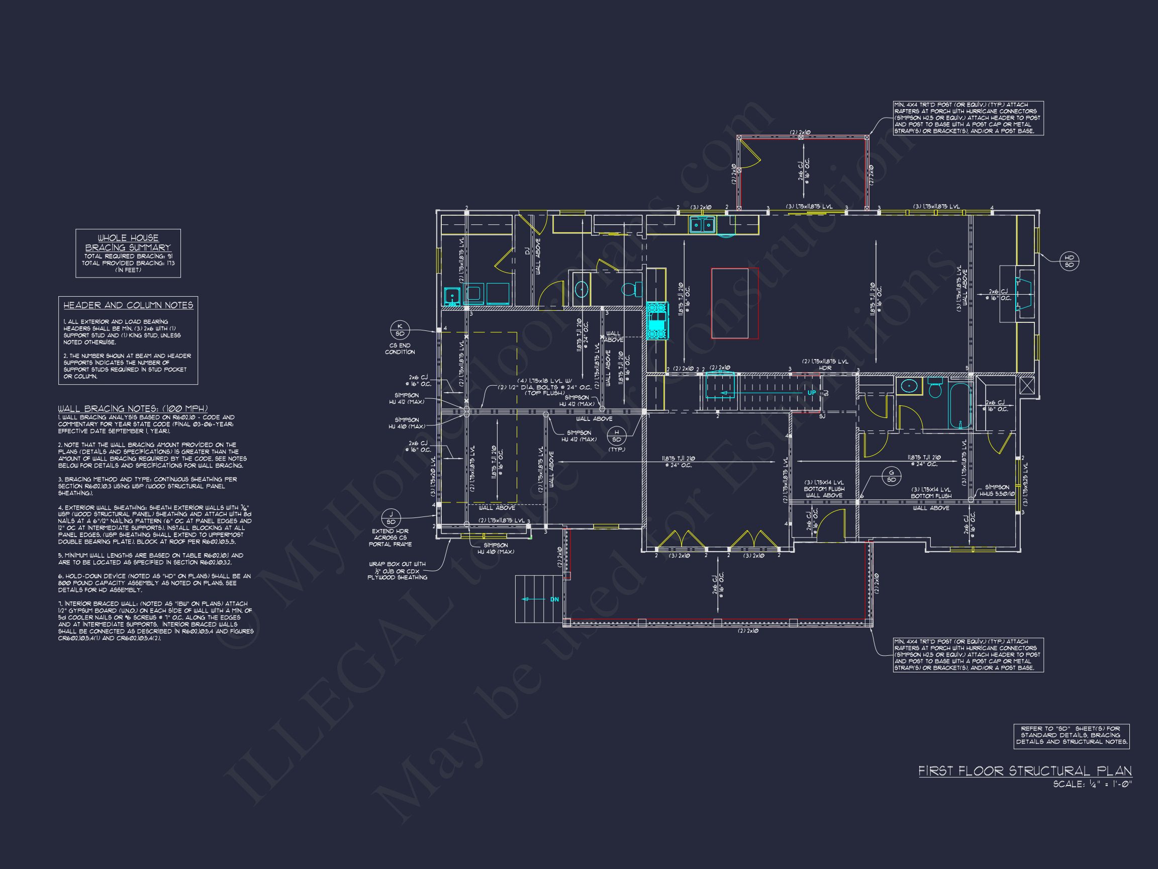 Modern house Plan with 2 Floors,CAD Blueprint & 5 Bedrooms