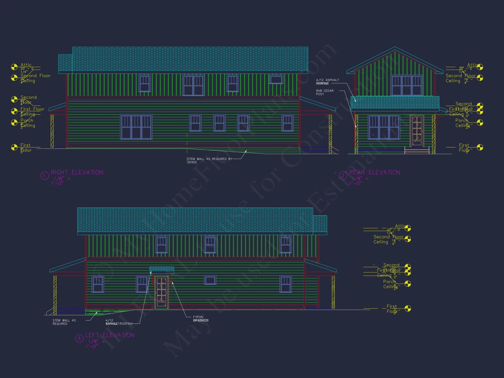 Modern house Plan with 2 Story Design & CAD Blueprint