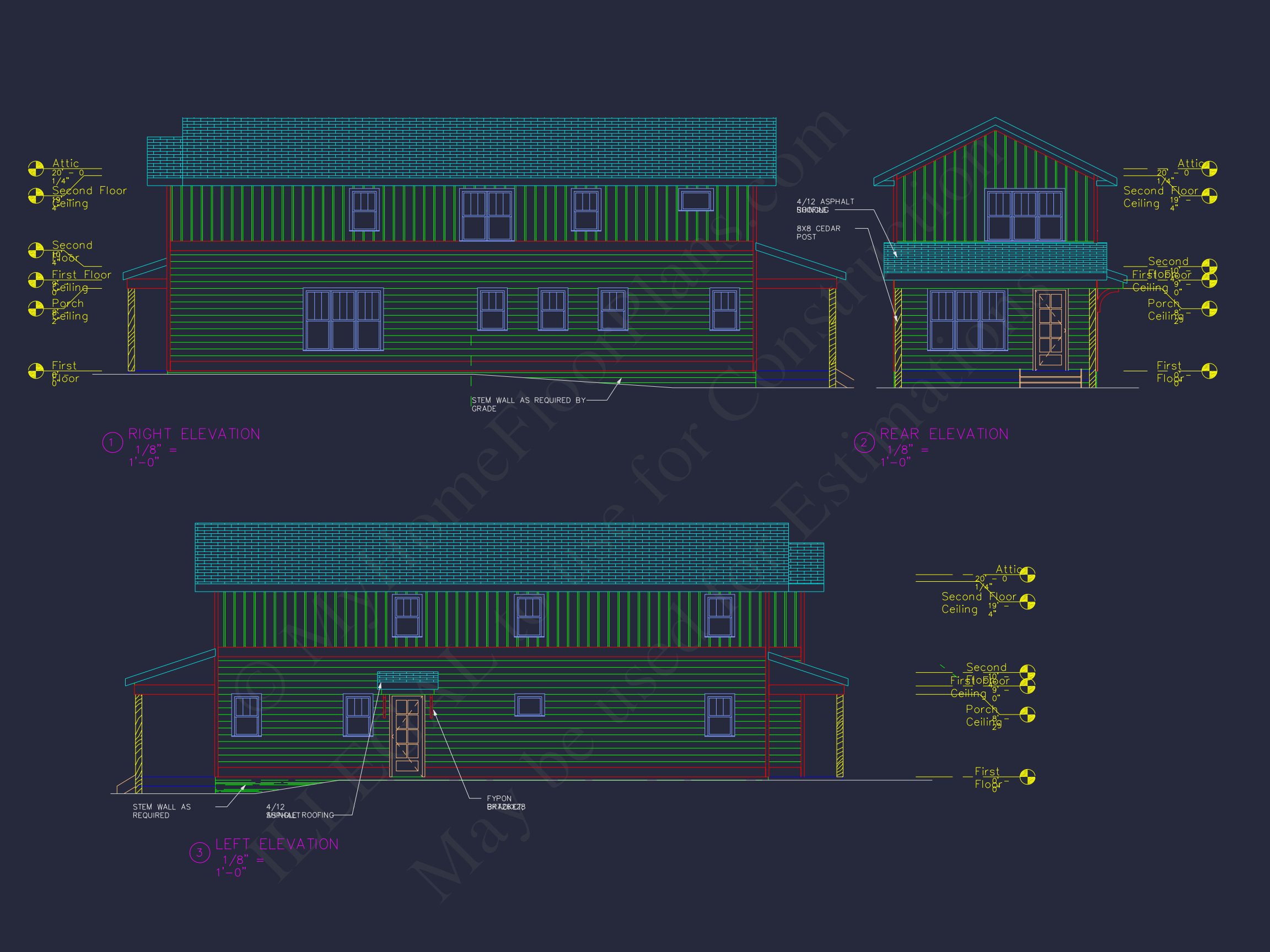 Modern house Plan with 2 Story Design & CAD Blueprint