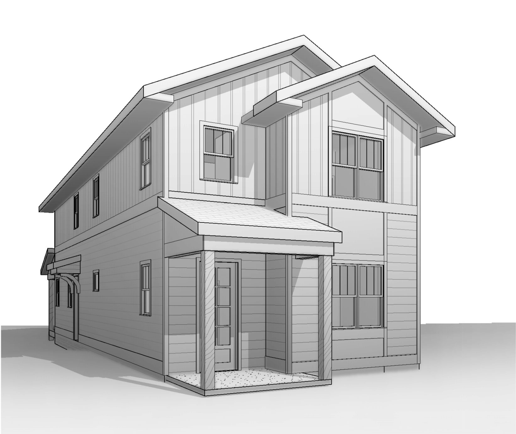 Modern house Plan with 2 Story Design & CAD Blueprint