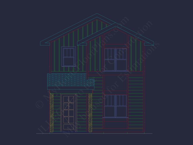 Modern house Plan with 2 Story Design & CAD Blueprint