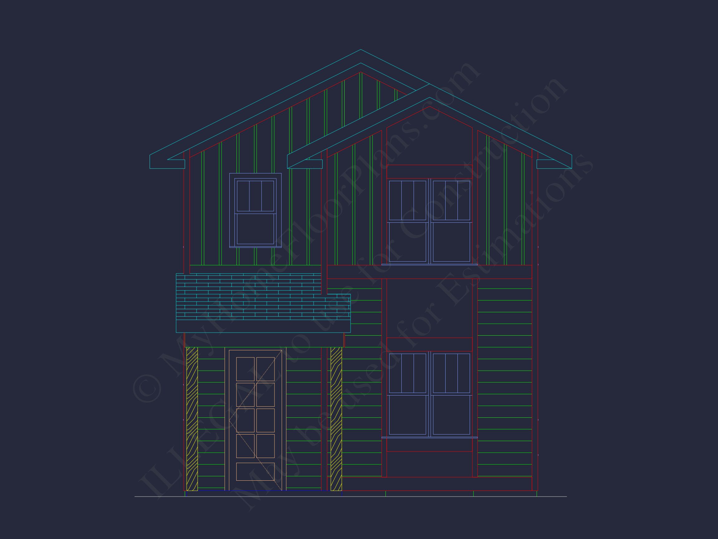 Modern house Plan with 2 Story Design & CAD Blueprint