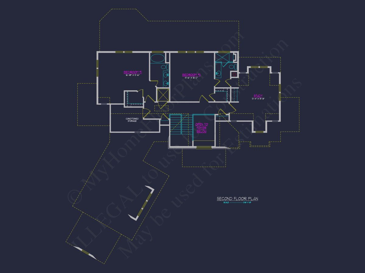 Modern house Plan with 3 Floors, CAD Blueprint & 4 Bedrooms
