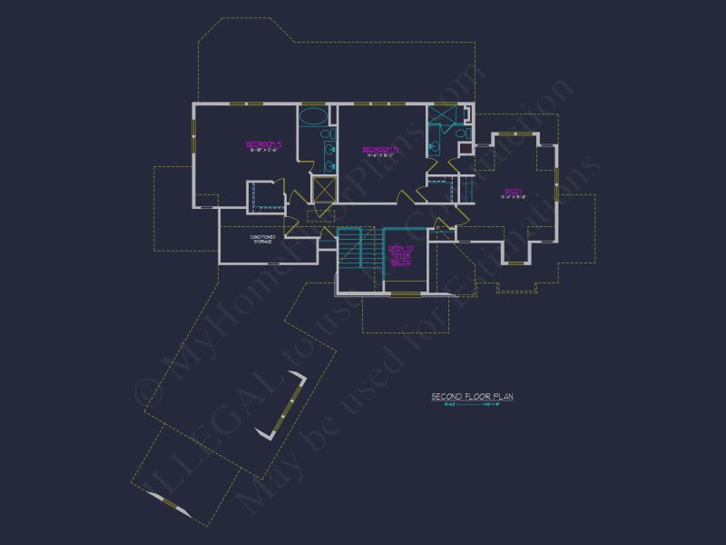 Modern house Plan with 3 Floors, CAD Blueprint & 4 Bedrooms