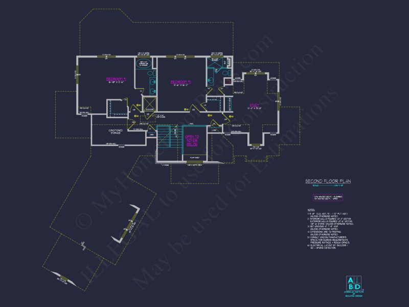 Modern house Plan with 3 Floors, CAD Blueprint & 4 Bedrooms