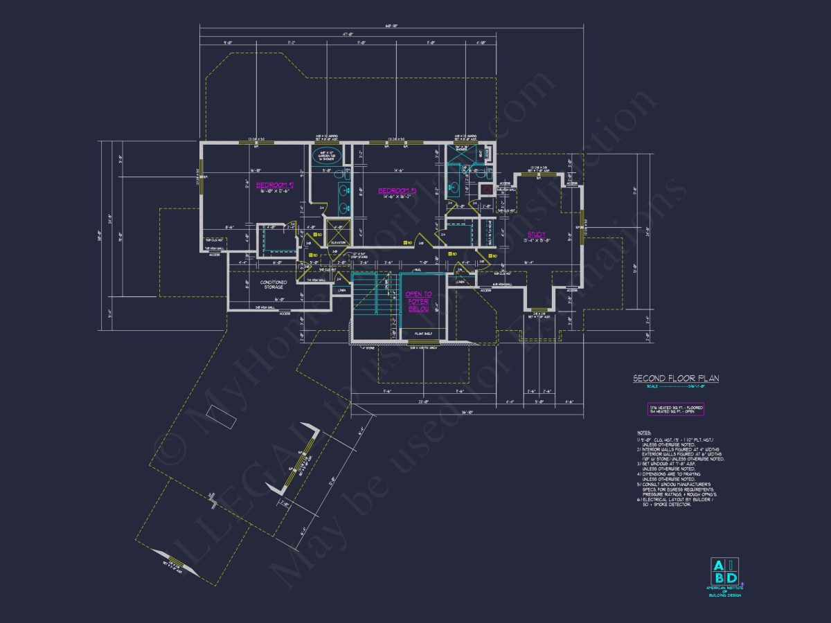 Modern house Plan with 3 Floors, CAD Blueprint & 4 Bedrooms