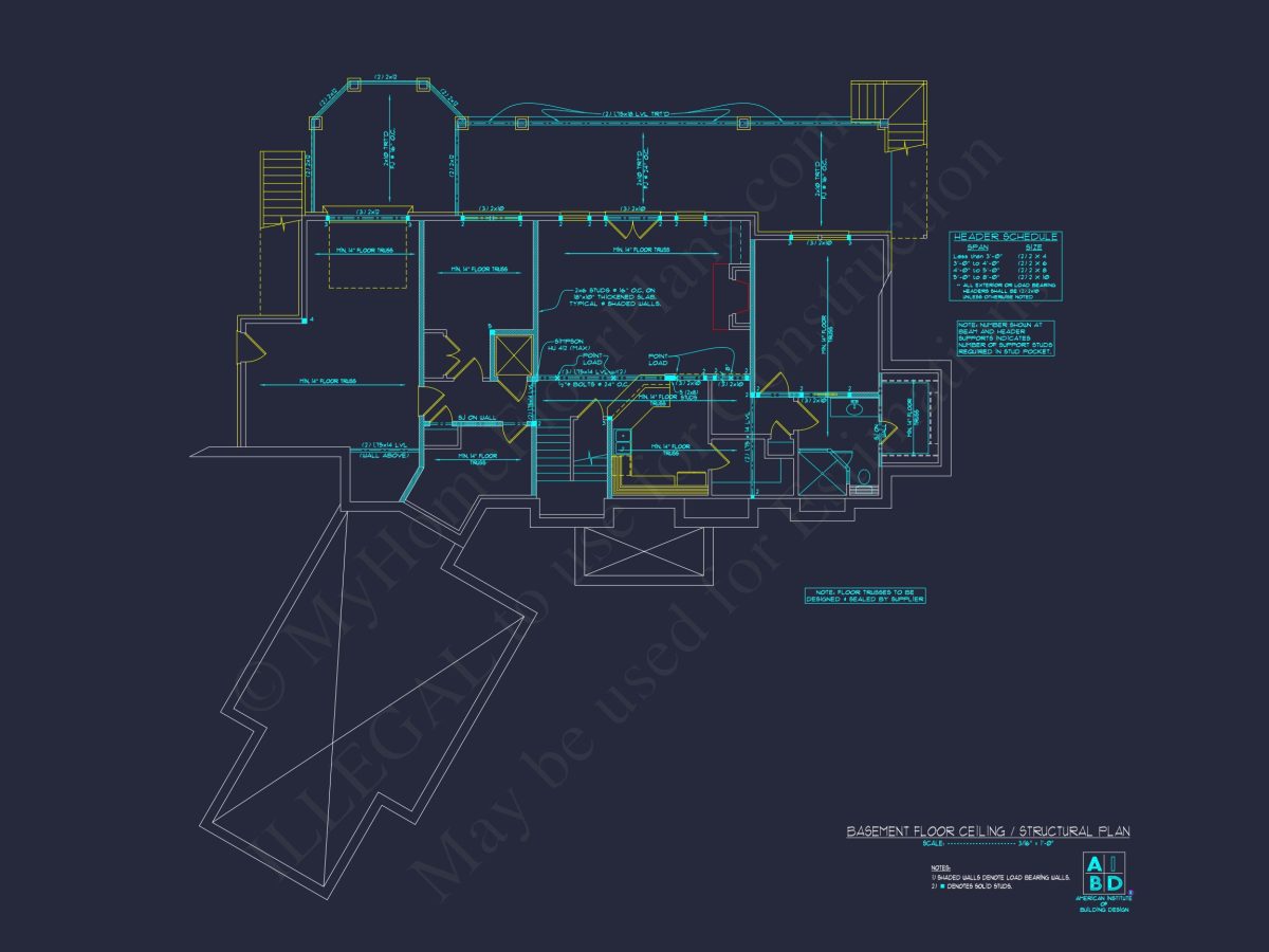 Modern house Plan with 3 Floors, CAD Blueprint & 4 Bedrooms