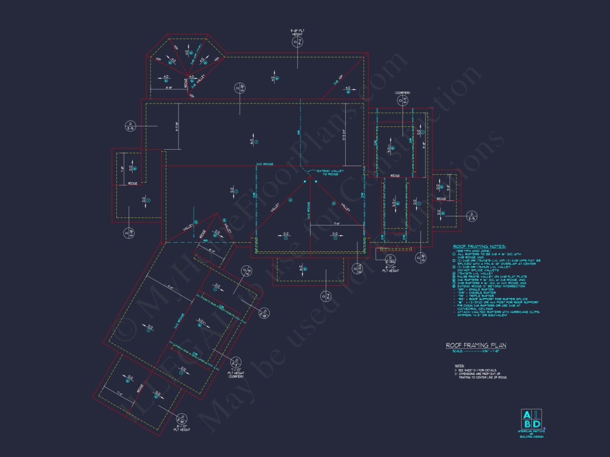 Modern house Plan with 3 Floors, CAD Blueprint & 4 Bedrooms