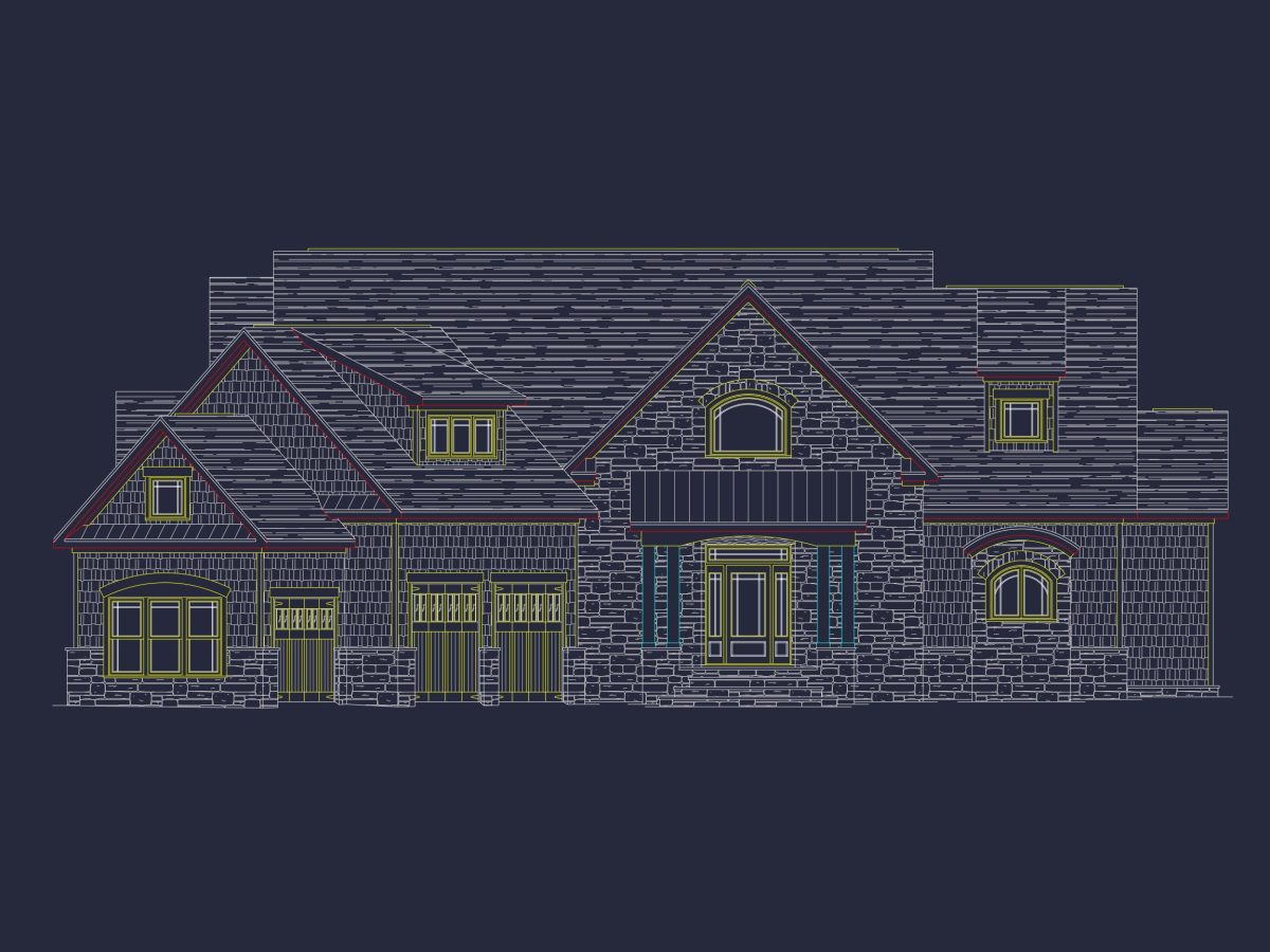 Modern house Plan with 3 Floors, CAD Blueprint & 4 Bedrooms