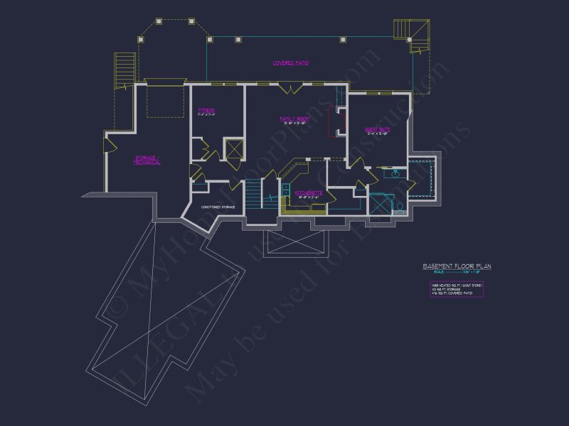 Modern house Plan with 3 Floors, CAD Blueprint & 4 Bedrooms