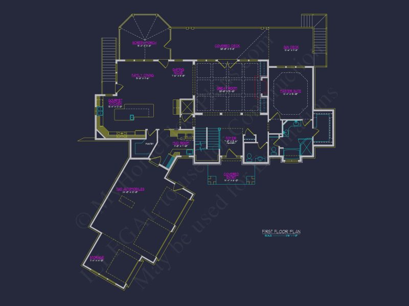 Modern house Plan with 3 Floors, CAD Blueprint & 4 Bedrooms