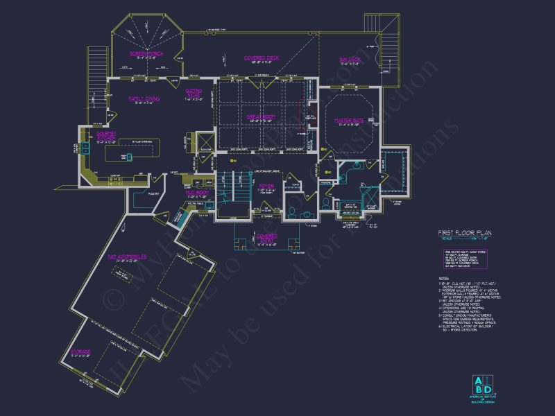 Modern house Plan with 3 Floors, CAD Blueprint & 4 Bedrooms