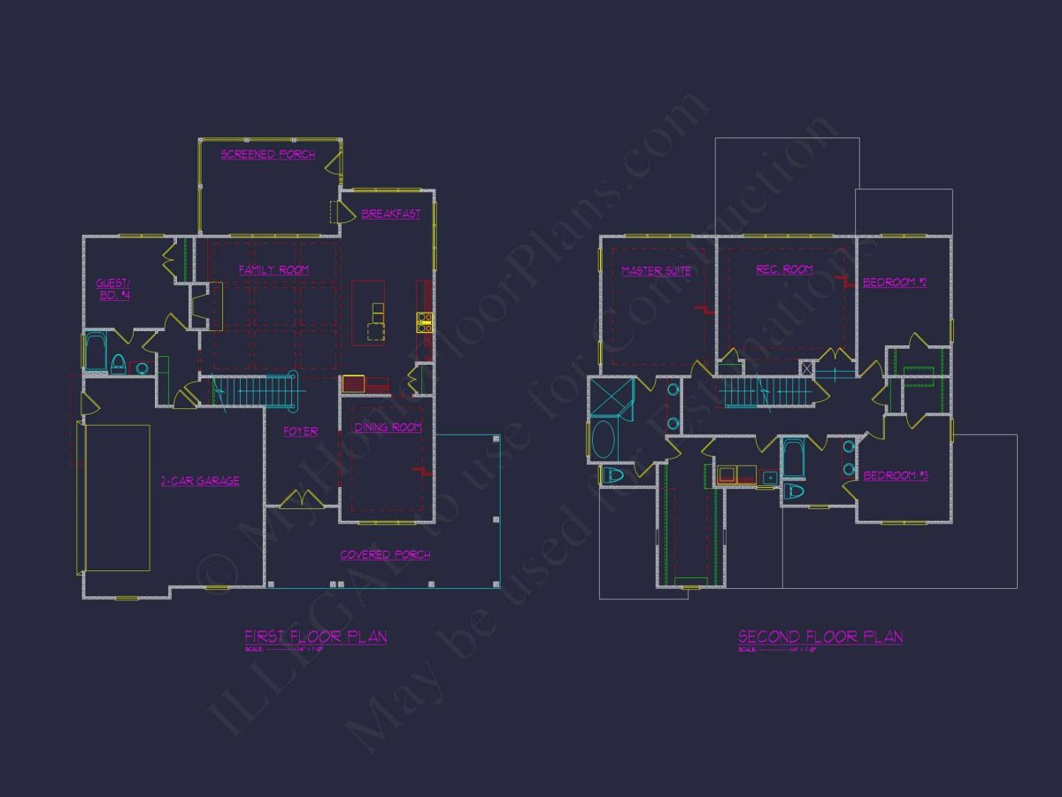 Modern house Plan with 3 Floors, CAD Blueprint & Designs