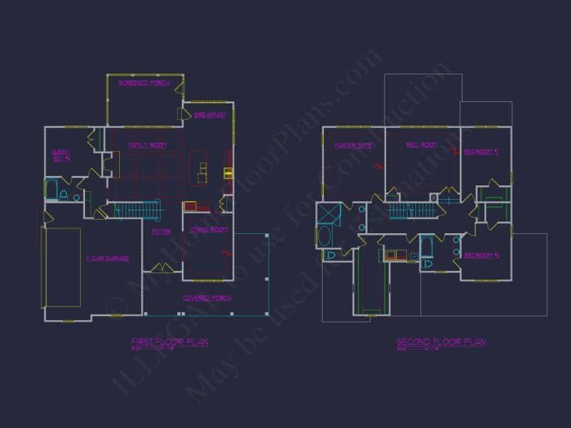 Modern house Plan with 3 Floors, CAD Blueprint & Designs