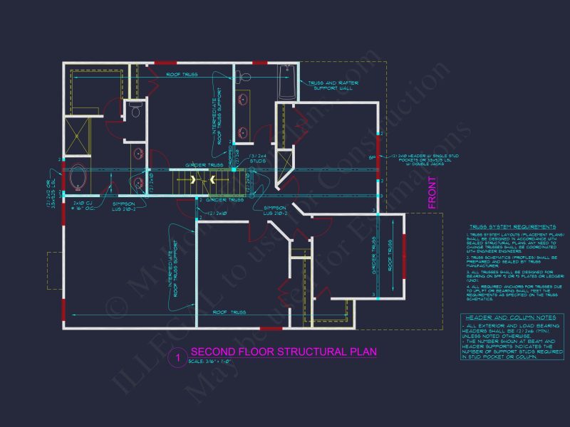 Modern house Plan with 4 Bedrooms, CAD Blueprint & Open Design