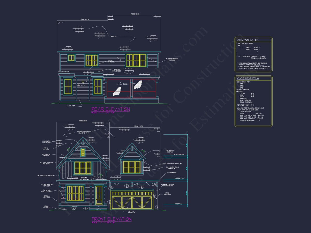 Modern house Plan with 4 Bedrooms, CAD Blueprints, and Designs