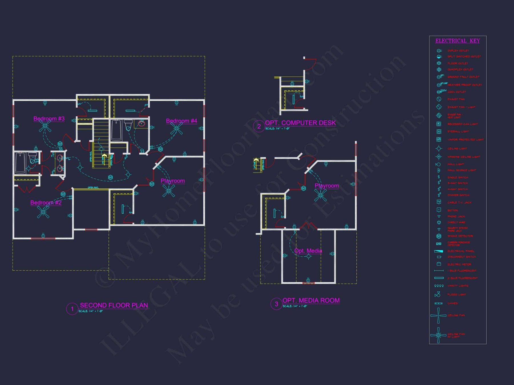 Modern house Plan with 4 Bedrooms, CAD Designs & Blueprint