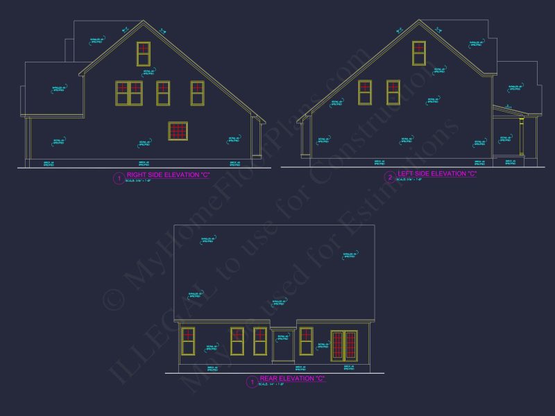 Modern house Plan with 4 Bedrooms, CAD Designs & Blueprint