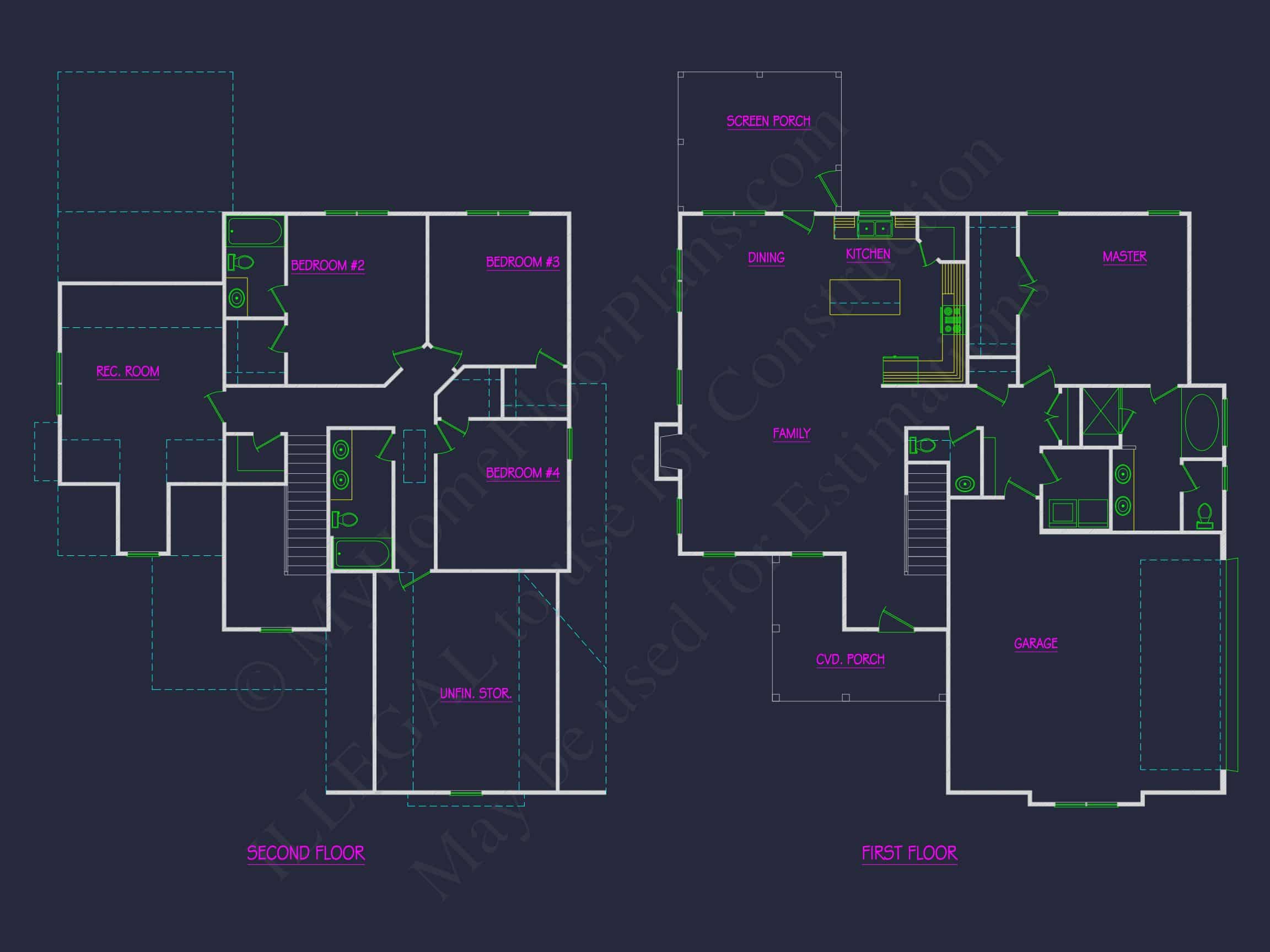 Modern house Plan with 4 Bedrooms,CAD Floor Designs & Features