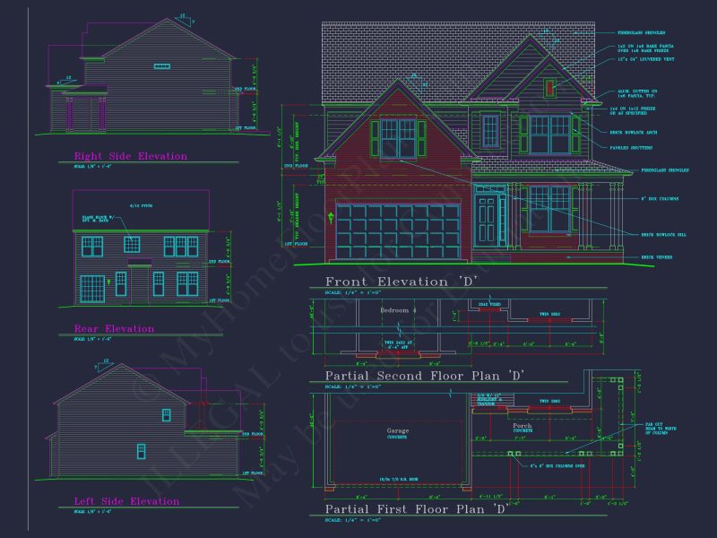 Modern house Plan with 4 Bedrooms, CAD Floor Plan, and Designs