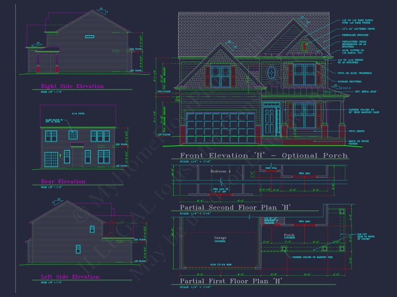 Modern house Plan with 4 Bedrooms, CAD Floor Plan, and Designs