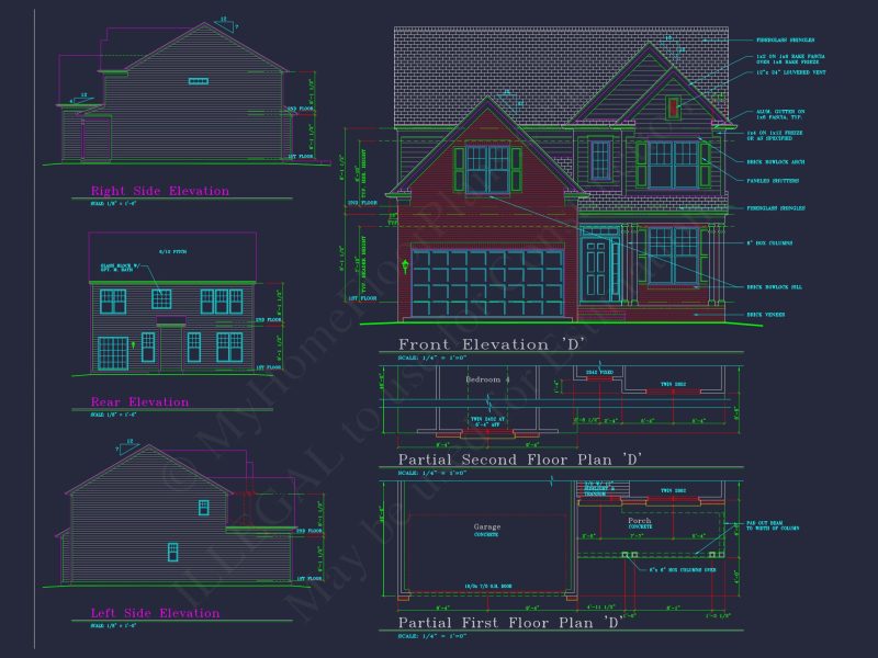 Modern house Plan with 4 Bedrooms, CAD Floor Plan, and Designs
