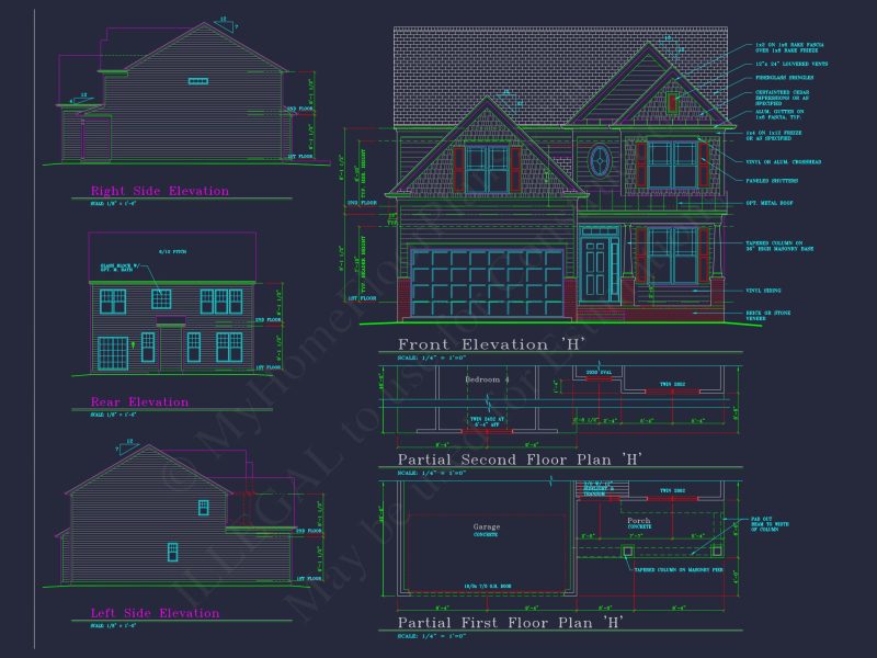Modern house Plan with 4 Bedrooms, CAD Floor Plan, and Designs